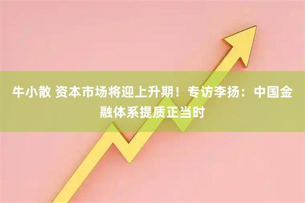 牛小散 资本市场将迎上升期！专访李扬：中国金融体系提质正当时