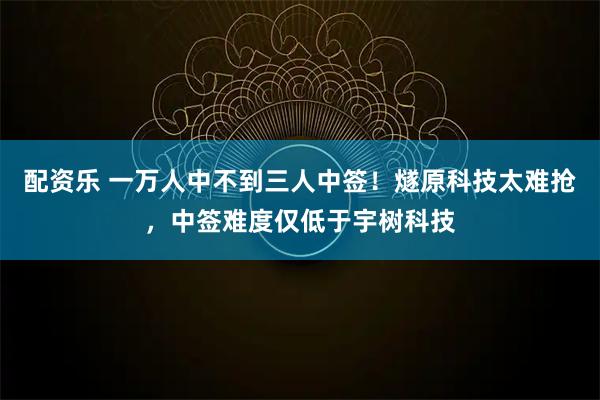 配资乐 一万人中不到三人中签！燧原科技太难抢，中签难度仅低于宇树科技